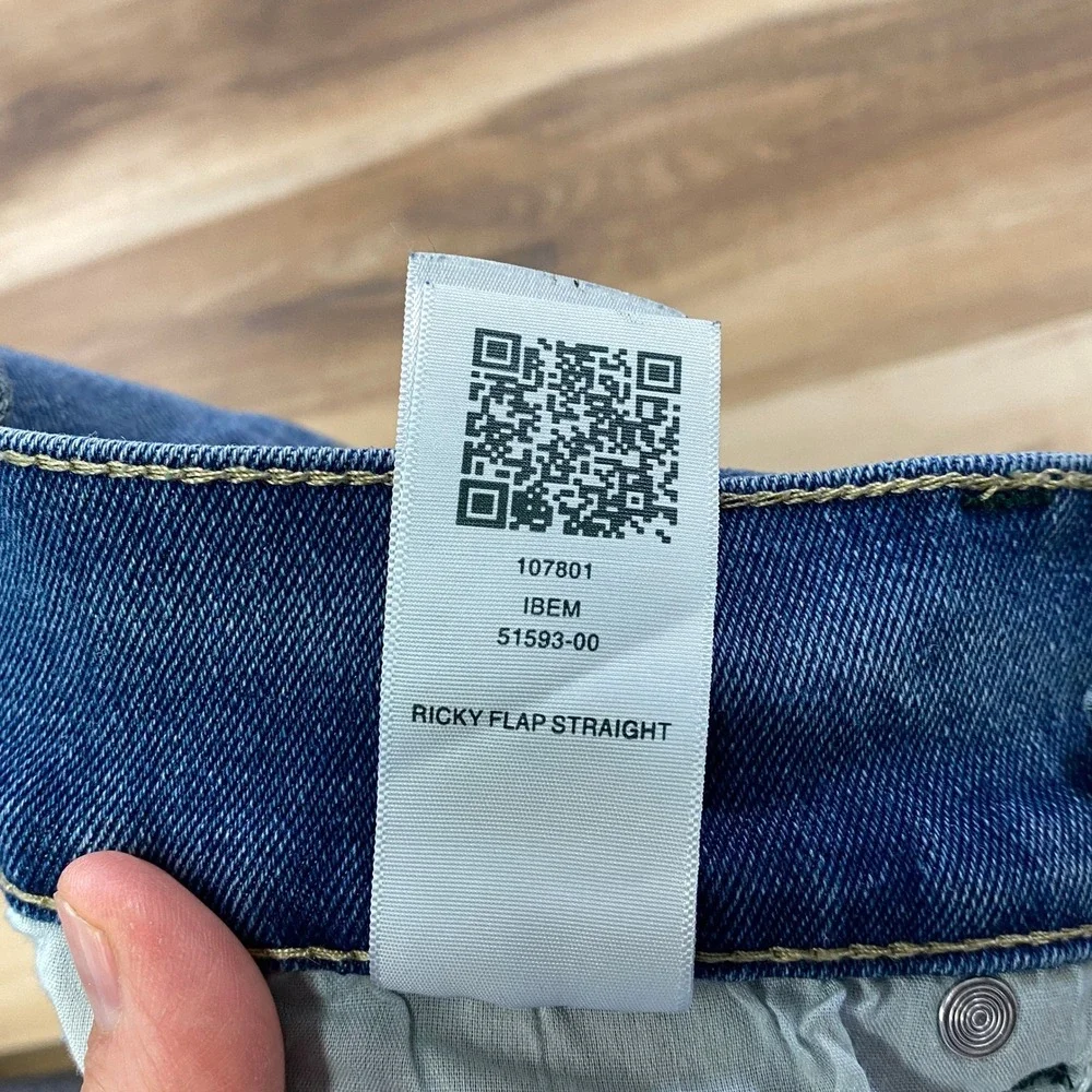 True Religion Ricky Jeans Mens 32 Streetwear Cotton Relaxed Straight Blue Wash